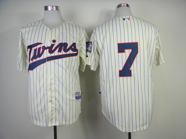 Men Minnesota Twins #7 Mauer Cream MLB Jerseys->minnesota twins->MLB Jersey